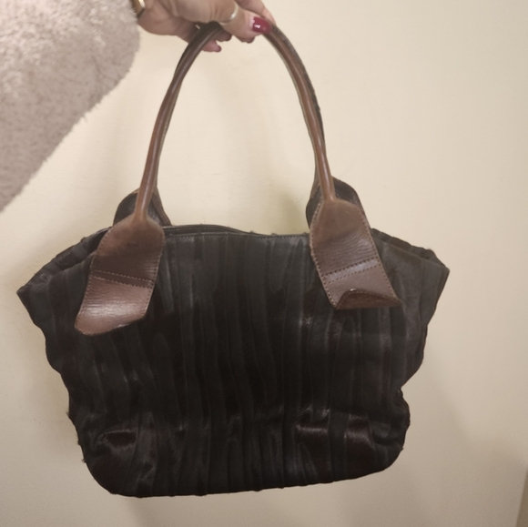 Abro made in Italy Vintage Leather Fur black and Brown Shoulder bag - Picture 6 of 12